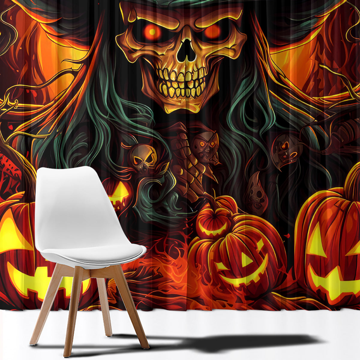 Witch Skull Window Curtain Witches With Hitches - Wonder Print Shop