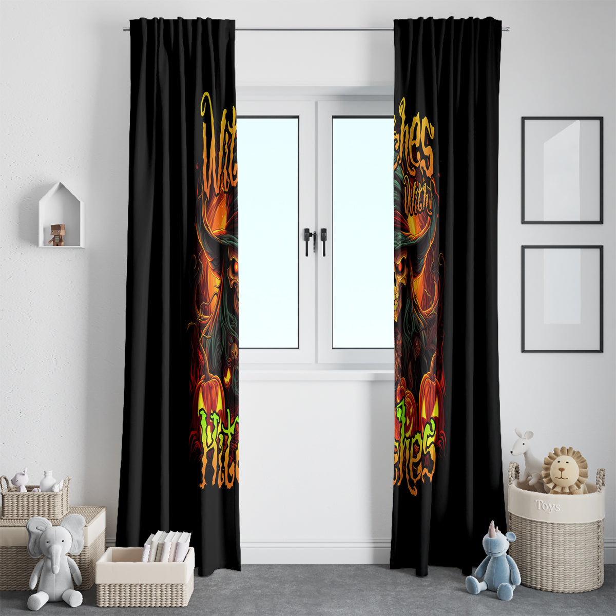 Witch Skull Window Curtain Witches With Hitches - Wonder Print Shop