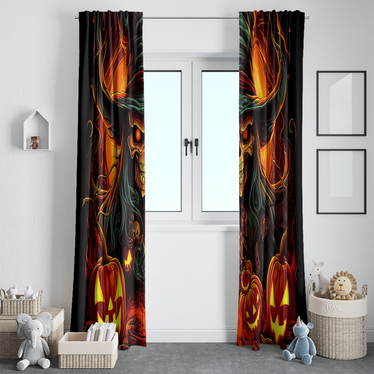 Witch Skull Window Curtain Witches With Hitches - Wonder Print Shop