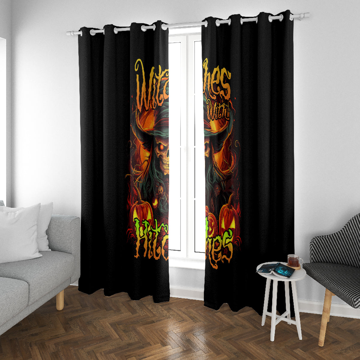 Witch Skull Window Curtain Witches With Hitches - Wonder Print Shop