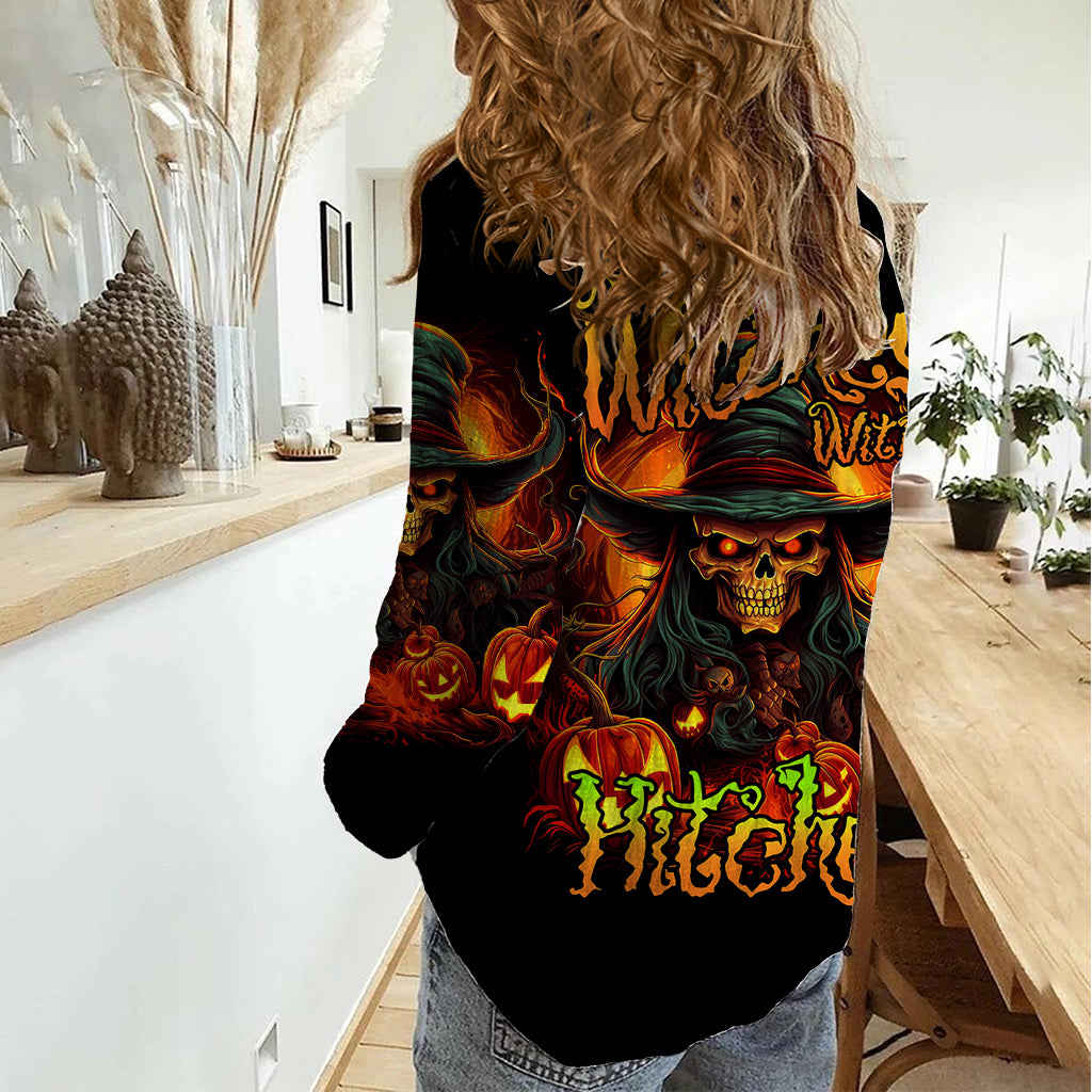 Witch Skull Women Casual Shirt Witches With Hitches - Wonder Print Shop