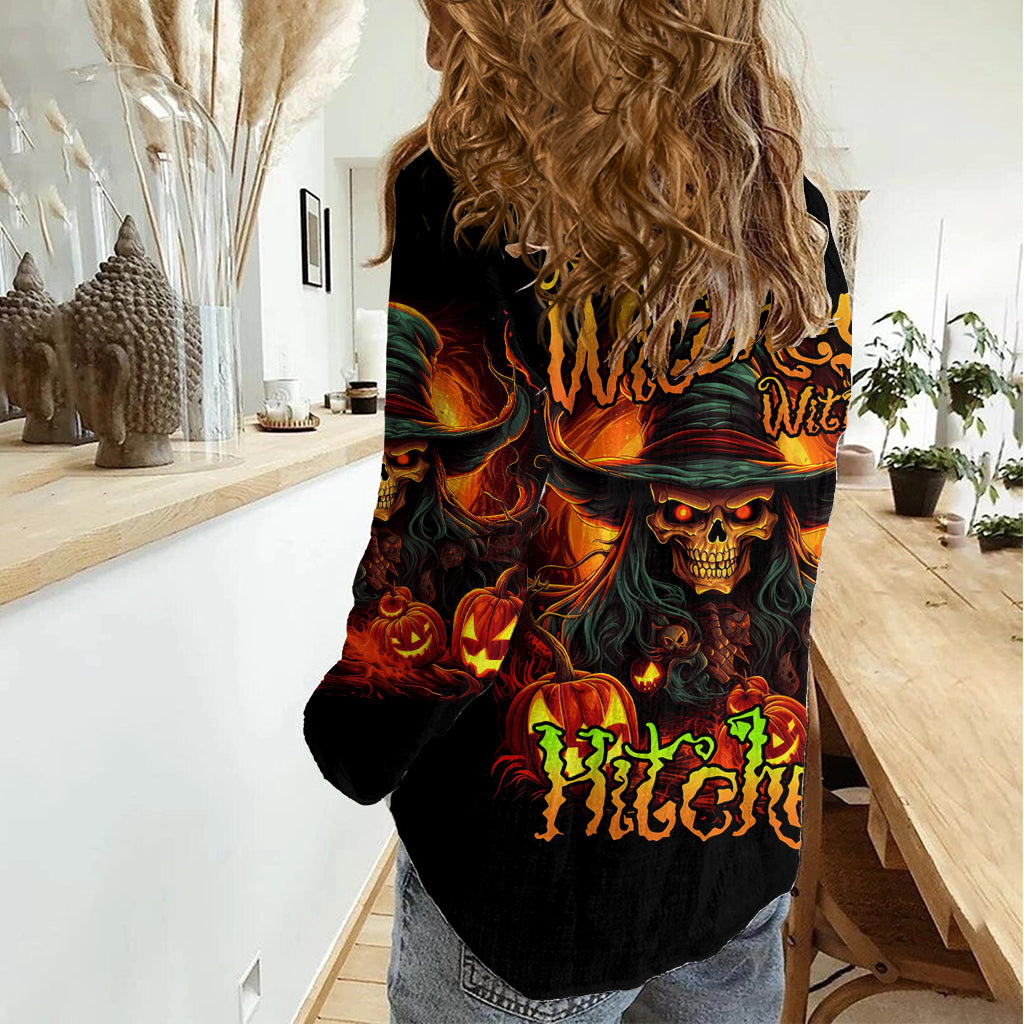 Witch Skull Women Casual Shirt Witches With Hitches - Wonder Print Shop