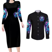 Fairy Skull Couples Matching Long Sleeve Bodycon Dress and Long Sleeve Button Shirt Once Upon A Time I Was Sweet And Innocent And Then Shit Happens - Wonder Print Shop