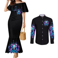 Fairy Skull Couples Matching Mermaid Dress and Long Sleeve Button Shirt Once Upon A Time I Was Sweet And Innocent And Then Shit Happens