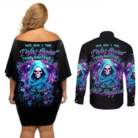 Fairy Skull Couples Matching Off Shoulder Short Dress and Long Sleeve Button Shirt Once Upon A Time I Was Sweet And Innocent And Then Shit Happens - Wonder Print Shop