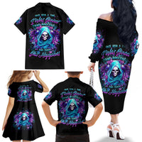 Fairy Skull Family Matching Off Shoulder Long Sleeve Dress and Hawaiian Shirt Once Upon A Time I Was Sweet And Innocent And Then Shit Happens - Wonder Print Shop