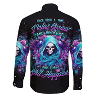 Fairy Skull Family Matching Short Sleeve Bodycon Dress and Hawaiian Shirt Once Upon A Time I Was Sweet And Innocent And Then Shit Happens - Wonder Print Shop