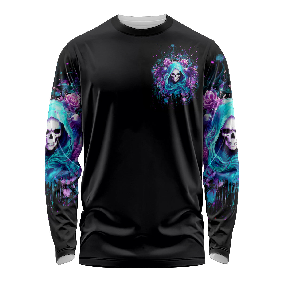 Fairy Skull Long Sleeve Shirt Once Upon A Time I Was Sweet And Innocent And Then Shit Happens - Wonder Print Shop