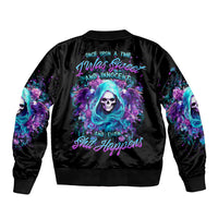 Fairy Skull Sleeve Zip Bomber Jacket Once Upon A Time I Was Sweet And Innocent And Then Shit Happens - Wonder Print Shop