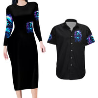 Witch Skull Couples Matching Long Sleeve Bodycon Dress and Hawaiian Shirt I Was Born With My Heart On My Sleeve A Fire In My Soul And Amout Can't Control - Wonder Print Shop
