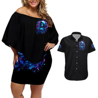 Witch Skull Couples Matching Off Shoulder Short Dress and Hawaiian Shirt I Was Born With My Heart On My Sleeve A Fire In My Soul And Amout Can't Control - Wonder Print Shop