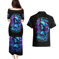 Witch Skull Couples Matching Puletasi and Hawaiian Shirt I Was Born With My Heart On My Sleeve A Fire In My Soul And Amout Can't Control - Wonder Print Shop