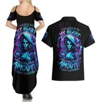 Witch Skull Couples Matching Summer Maxi Dress and Hawaiian Shirt I Was Born With My Heart On My Sleeve A Fire In My Soul And Amout Can't Control - Wonder Print Shop