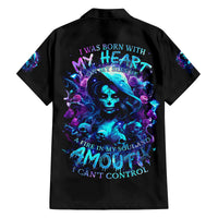 Witch Skull Family Matching Off Shoulder Maxi Dress and Hawaiian Shirt I Was Born With My Heart On My Sleeve A Fire In My Soul And Amout Can't Control - Wonder Print Shop