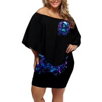 Witch Skull Family Matching Off Shoulder Short Dress and Hawaiian Shirt I Was Born With My Heart On My Sleeve A Fire In My Soul And Amout Can't Control - Wonder Print Shop