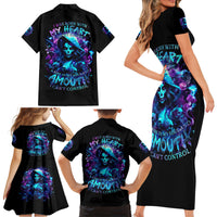 Witch Skull Family Matching Short Sleeve Bodycon Dress and Hawaiian Shirt I Was Born With My Heart On My Sleeve A Fire In My Soul And Amout Can't Control - Wonder Print Shop