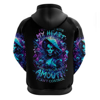 Witch Skull Hoodie I Was Born With My Heart On My Sleeve A Fire In My Soul And Amout Can't Control - Wonder Print Shop