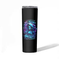 Witch Skull Skinny Tumbler I Was Born With My Heart On My Sleeve A Fire In My Soul And Amout Can't Control - Wonder Print Shop