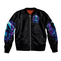 Witch Skull Sleeve Zip Bomber Jacket I Was Born With My Heart On My Sleeve A Fire In My Soul And Amout Can't Control - Wonder Print Shop