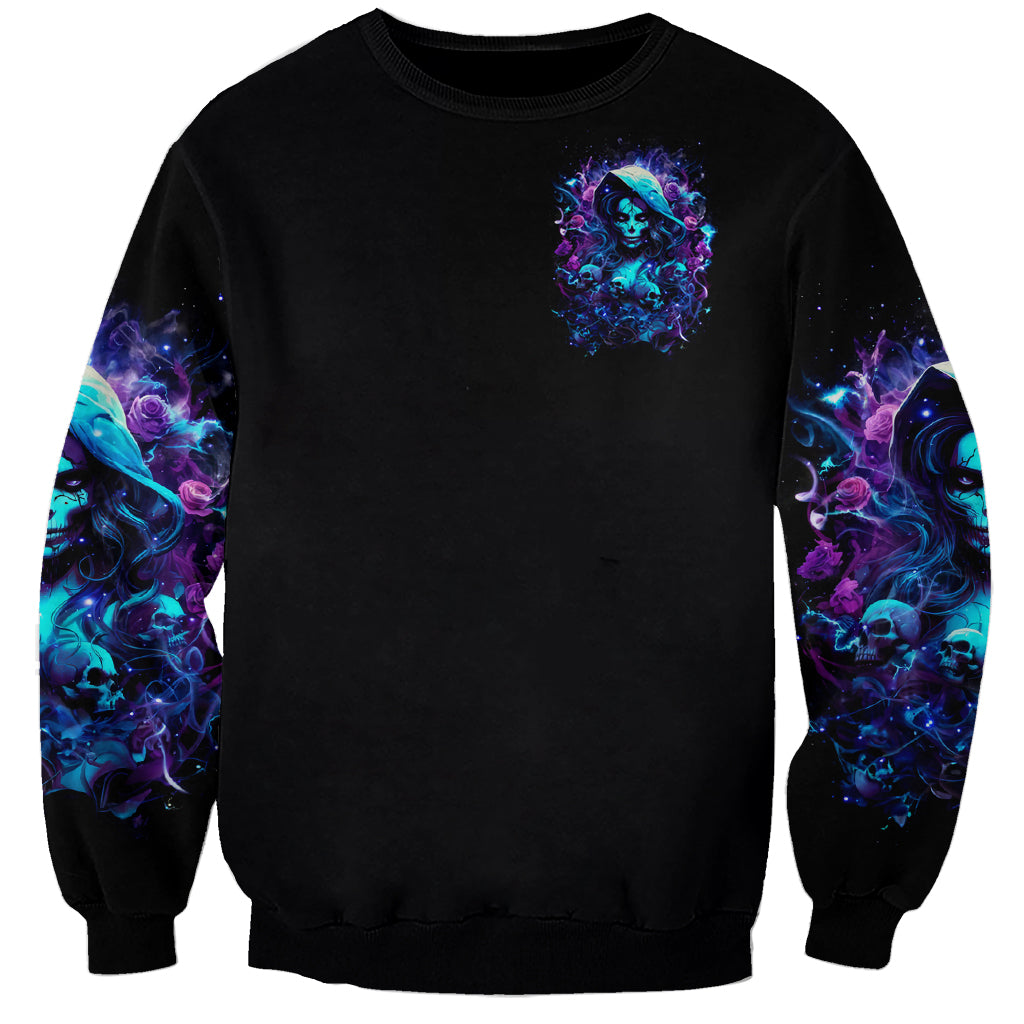 Witch Skull Sweatshirt I Was Born With My Heart On My Sleeve A Fire In My Soul And Amout Can't Control - Wonder Print Shop