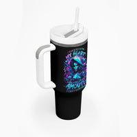 Witch Skull Tumbler With Handle I Was Born With My Heart On My Sleeve A Fire In My Soul And Amout Can't Control - Wonder Print Shop