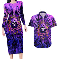 Sunflower Skull Couples Matching Long Sleeve Bodycon Dress and Hawaiian Shirt The Good Girl In Me Got Tired Of The Bullshit - Wonder Print Shop
