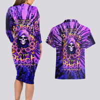 Sunflower Skull Couples Matching Long Sleeve Bodycon Dress and Hawaiian Shirt The Good Girl In Me Got Tired Of The Bullshit - Wonder Print Shop