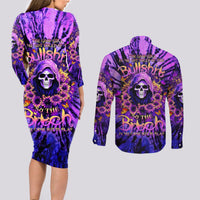 Sunflower Skull Couples Matching Long Sleeve Bodycon Dress and Long Sleeve Button Shirt The Good Girl In Me Got Tired Of The Bullshit - Wonder Print Shop