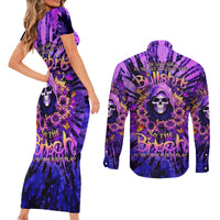 Sunflower Skull Couples Matching Short Sleeve Bodycon Dress and Long Sleeve Button Shirt The Good Girl In Me Got Tired Of The Bullshit - Wonder Print Shop