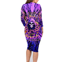 Sunflower Skull Family Matching Long Sleeve Bodycon Dress and Hawaiian Shirt The Good Girl In Me Got Tired Of The Bullshit - Wonder Print Shop