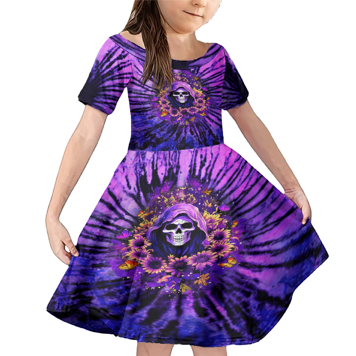 Sunflower Skull Family Matching Mermaid Dress and Hawaiian Shirt The Good Girl In Me Got Tired Of The Bullshit - Wonder Print Shop