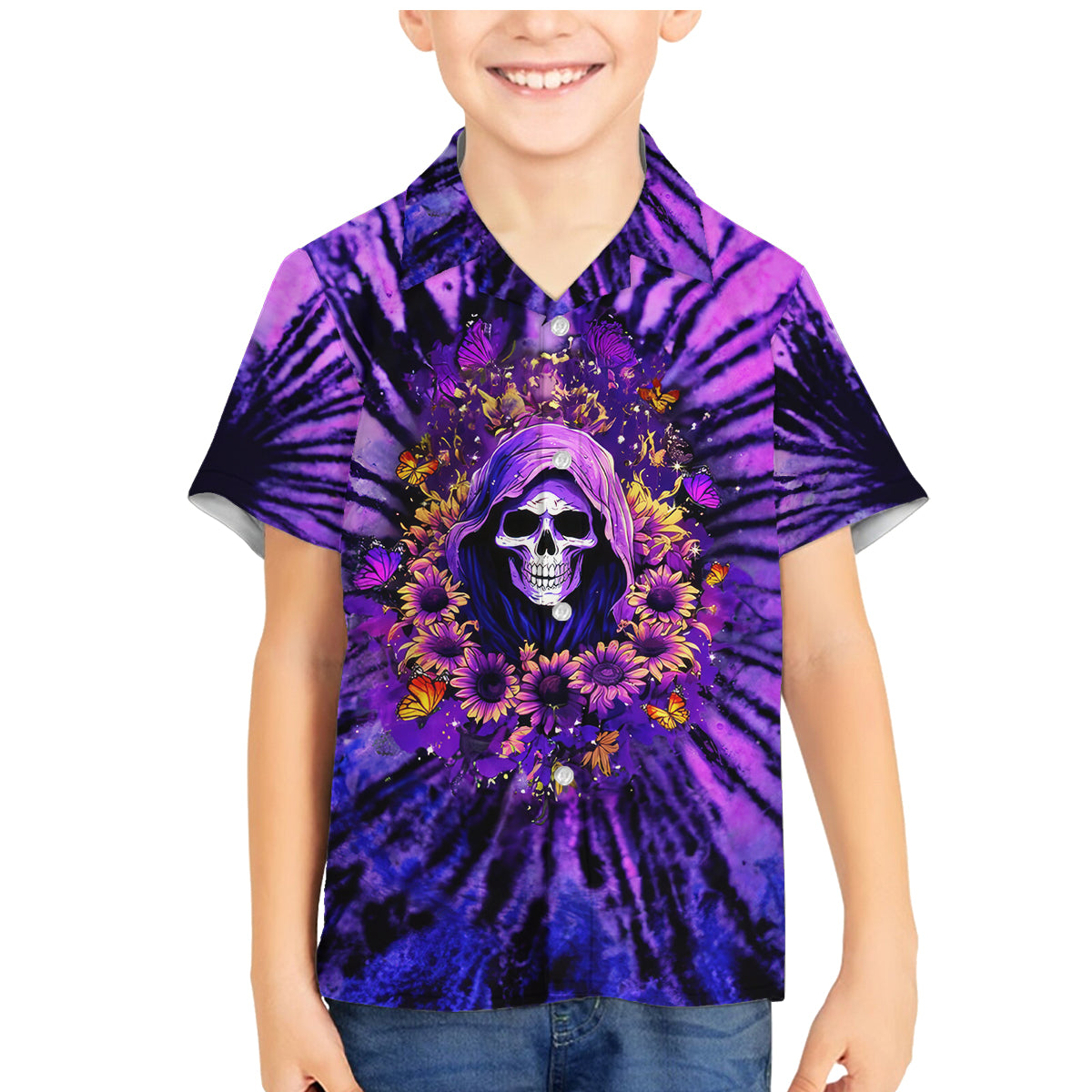 Sunflower Skull Family Matching Mermaid Dress and Hawaiian Shirt The Good Girl In Me Got Tired Of The Bullshit - Wonder Print Shop