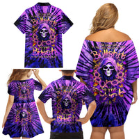 Sunflower Skull Family Matching Off Shoulder Short Dress and Hawaiian Shirt The Good Girl In Me Got Tired Of The Bullshit - Wonder Print Shop