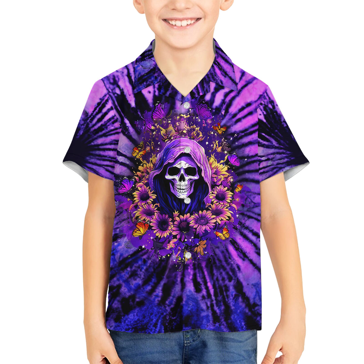 Sunflower Skull Family Matching Puletasi and Hawaiian Shirt The Good Girl In Me Got Tired Of The Bullshit - Wonder Print Shop