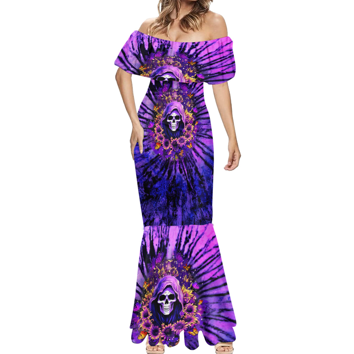 Sunflower Skull Mermaid Dress The Good Girl In Me Got Tired Of The Bullshit - Wonder Print Shop