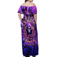 Sunflower Skull Off Shoulder Maxi Dress The Good Girl In Me Got Tired Of The Bullshit - Wonder Print Shop