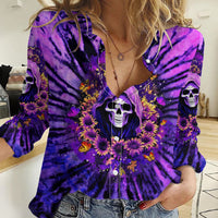 Sunflower Skull Women Casual Shirt The Good Girl In Me Got Tired Of The Bullshit - Wonder Print Shop