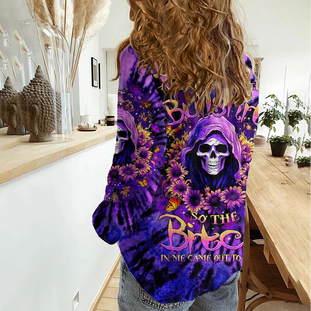 Sunflower Skull Women Casual Shirt The Good Girl In Me Got Tired Of The Bullshit - Wonder Print Shop