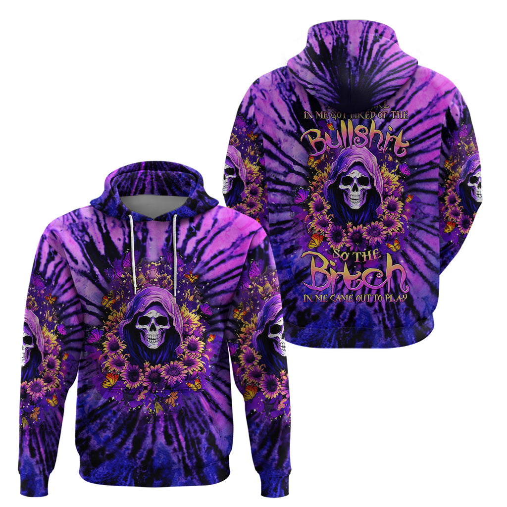 Sunflower Skull Zip Hoodie The Good Girl In Me Got Tired Of The Bullshit - Wonder Print Shop