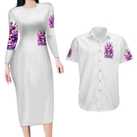 Rose Skull Couples Matching Long Sleeve Bodycon Dress and Hawaiian Shirt Queen Skull - Wonder Print Shop