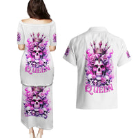 Rose Skull Couples Matching Puletasi and Hawaiian Shirt Queen Skull - Wonder Print Shop