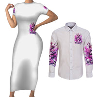 Rose Skull Couples Matching Short Sleeve Bodycon Dress and Long Sleeve Button Shirt Queen Skull - Wonder Print Shop
