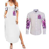 Rose Skull Couples Matching Summer Maxi Dress and Long Sleeve Button Shirt Queen Skull - Wonder Print Shop