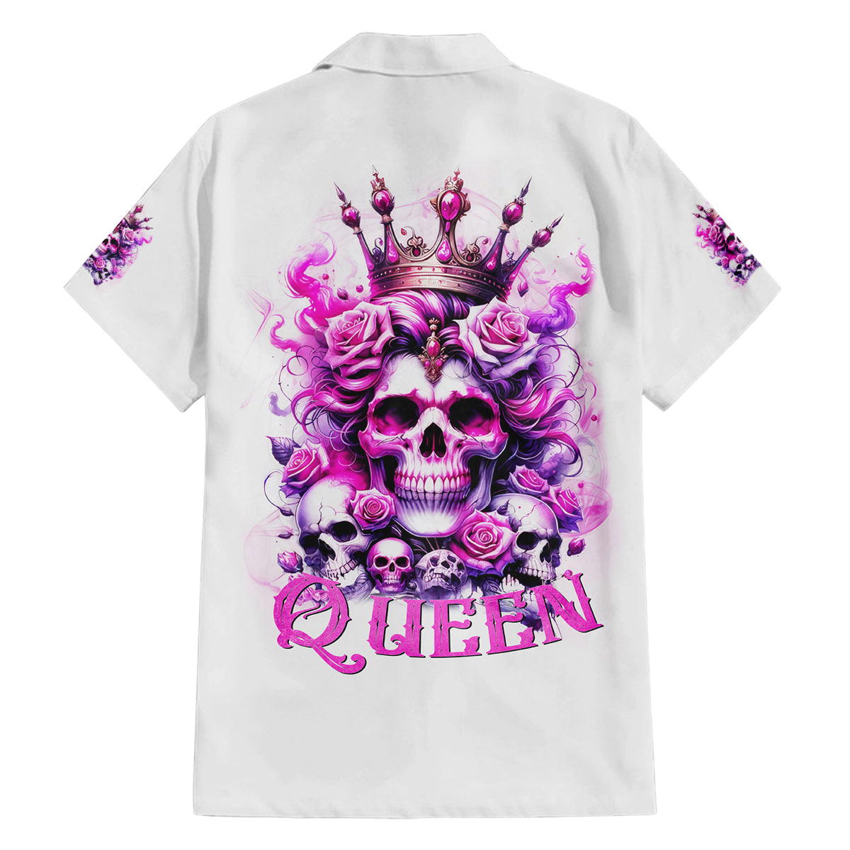 Rose Skull Family Matching Long Sleeve Bodycon Dress and Hawaiian Shirt Queen Skull - Wonder Print Shop