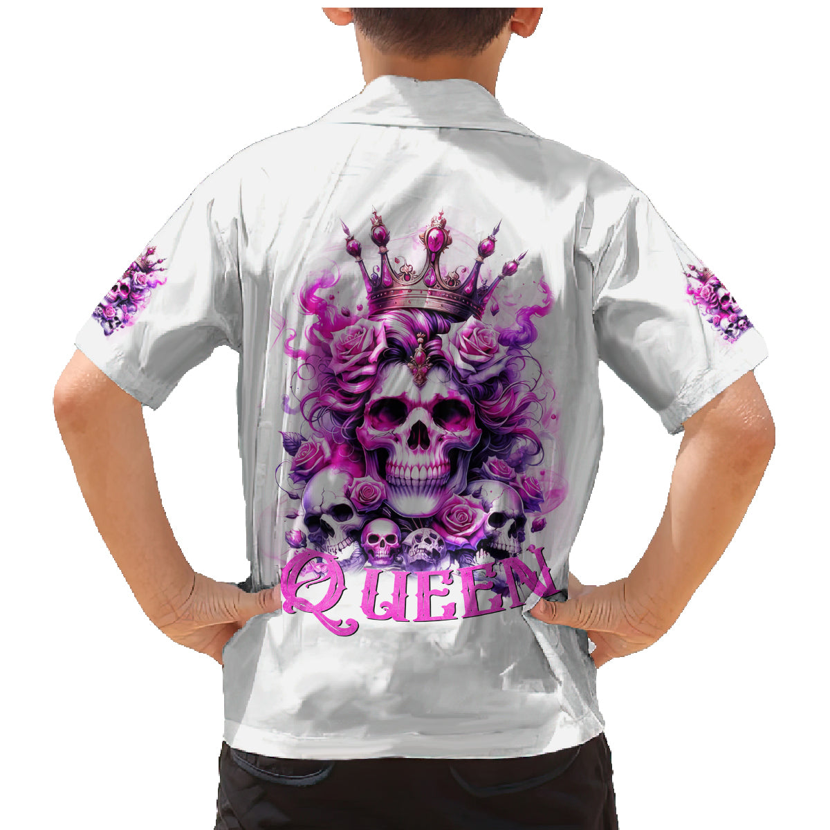Rose Skull Family Matching Mermaid Dress and Hawaiian Shirt Queen Skull - Wonder Print Shop