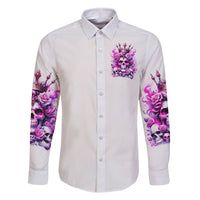 Rose Skull Family Matching Off Shoulder Long Sleeve Dress and Hawaiian Shirt Queen Skull - Wonder Print Shop