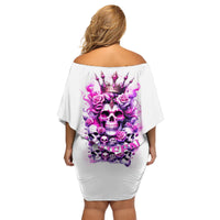 Rose Skull Family Matching Off Shoulder Short Dress and Hawaiian Shirt Queen Skull - Wonder Print Shop