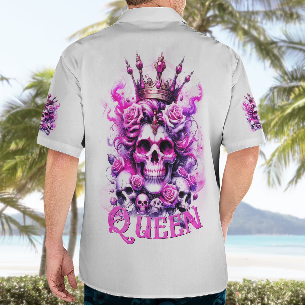 Rose Skull Hawaiian Shirt Queen Skull - Wonder Print Shop