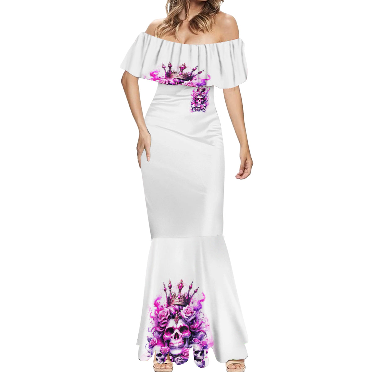 Rose Skull Mermaid Dress Queen Skull - Wonder Print Shop