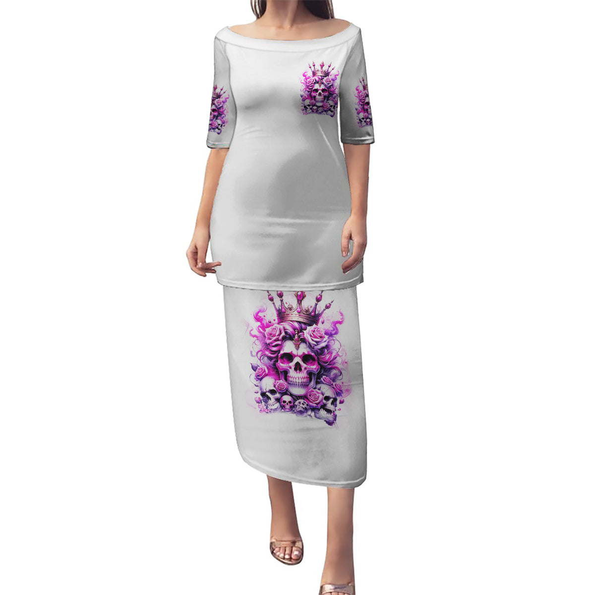 Rose Skull Puletasi Queen Skull - Wonder Print Shop